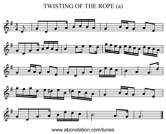 TWISTING OF THE ROPE (a) - staff notation