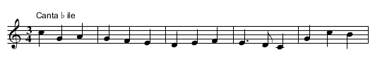 Twll yn ei Boch - staff notation