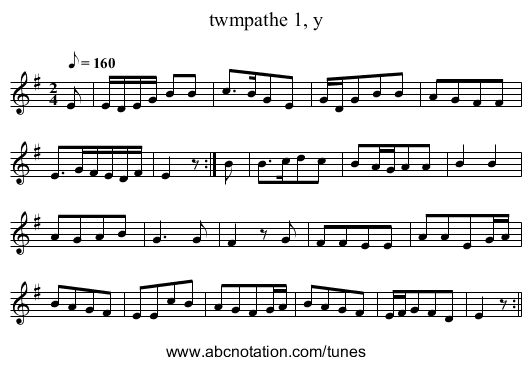 twmpathe 1, y - staff notation