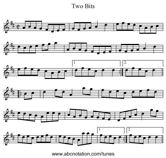 Two Bits - staff notation