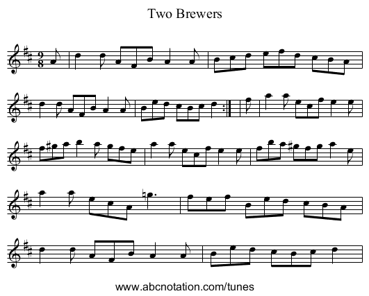 Two Brewers - staff notation