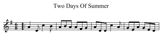 Two Days Of Summer - staff notation