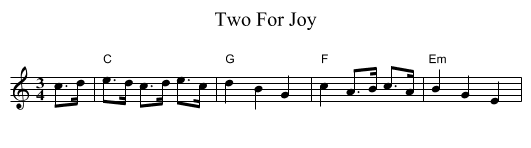Two For Joy - staff notation