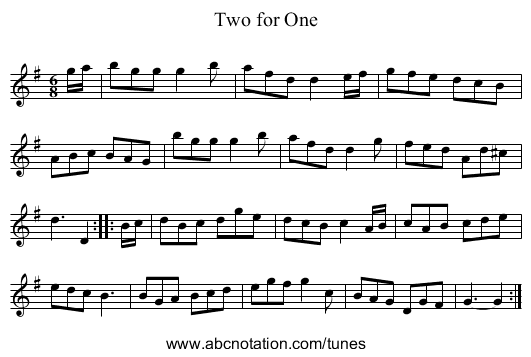 Two for One - staff notation