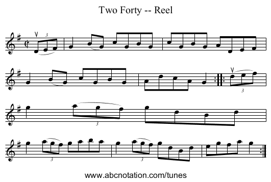 Two Forty -- Reel - staff notation