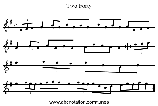 Two Forty - staff notation