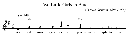 Two Little Girls in Blue - staff notation