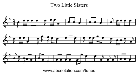 Two Little Sisters - staff notation
