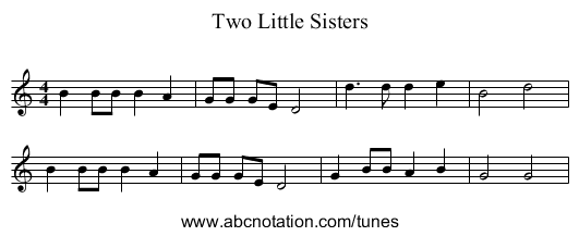 Two Little Sisters - staff notation