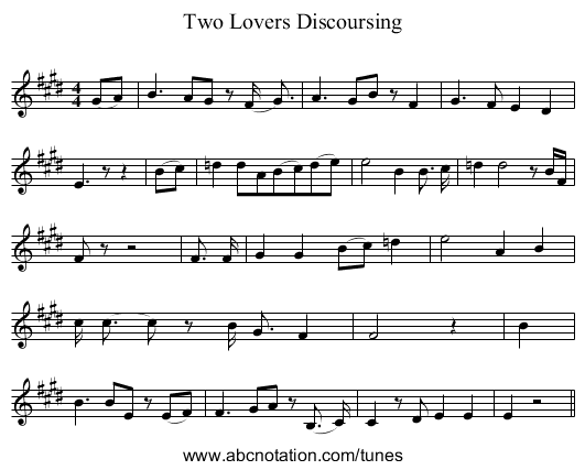 Two Lovers Discoursing - staff notation