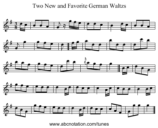 Two New and Favorite German Waltzs - staff notation