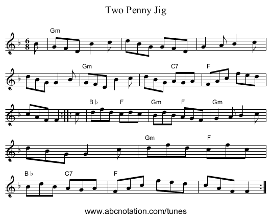 Two Penny Jig - staff notation