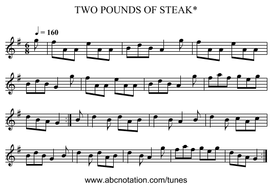TWO POUNDS OF STEAK* - staff notation