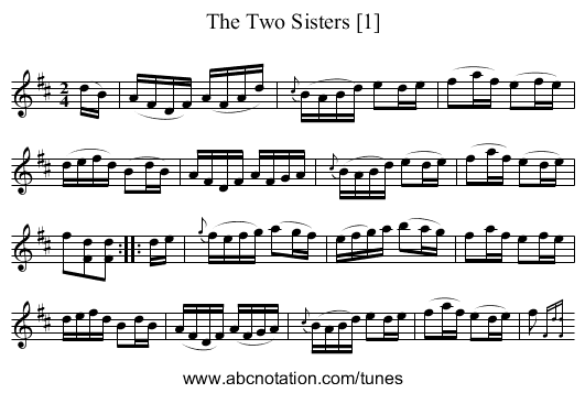Two Sisters [1], The - staff notation