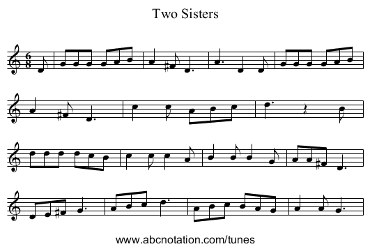 Two Sisters - staff notation