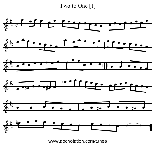 Two to One [1] - staff notation