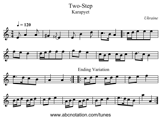 Two-Step - staff notation