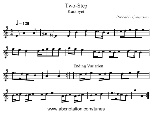 Two-Step - staff notation