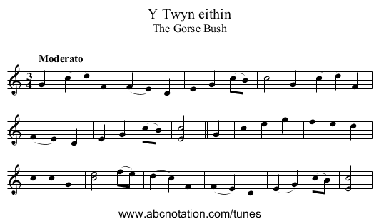 Twyn eithin, Y - staff notation