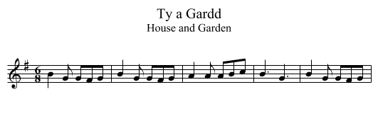 Ty a Gardd - staff notation