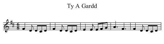 Ty A Gardd - staff notation