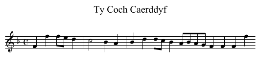 Ty Coch Caerddyf - staff notation