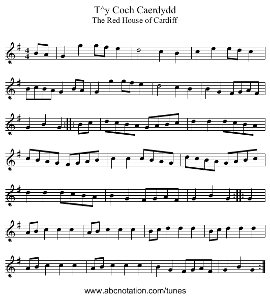 Tŷ Coch Caerdydd - staff notation