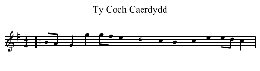 Ty Coch Caerdydd - staff notation