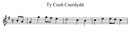 Ty Coch Caerdydd - staff notation