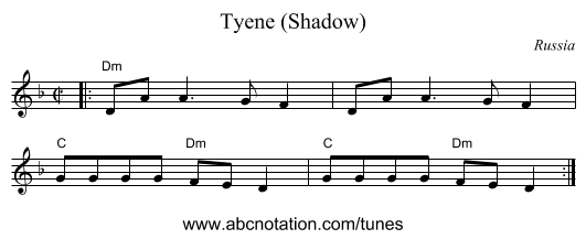 Tyene (Shadow) - staff notation