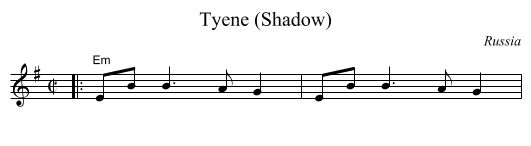 Tyene (Shadow) - staff notation