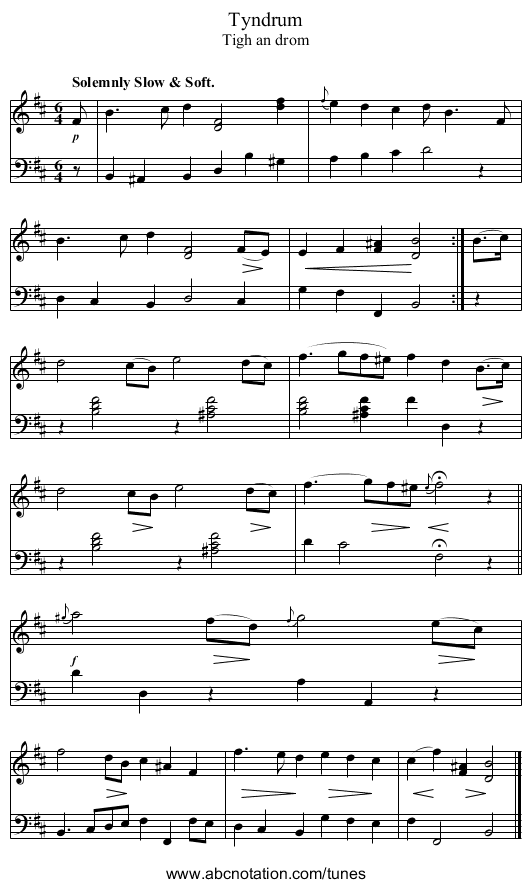 Tyndrum - staff notation