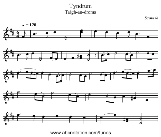 Tyndrum - staff notation