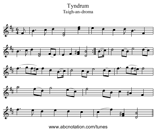 Tyndrum - staff notation