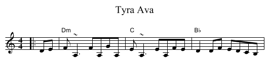 Tyra Ava - staff notation