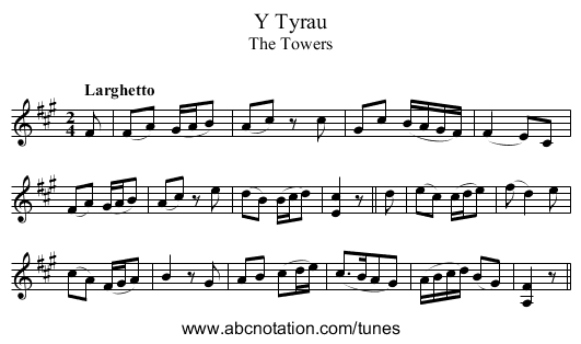 Tyrau, Y - staff notation
