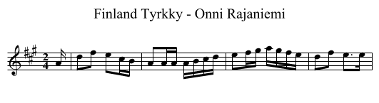 Tyrkky - Onni Rajaniemi, Finland - staff notation