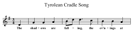 Tyrolean Cradle Song - staff notation