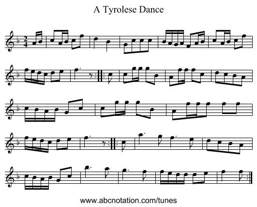 Tyrolese Dance, A - staff notation