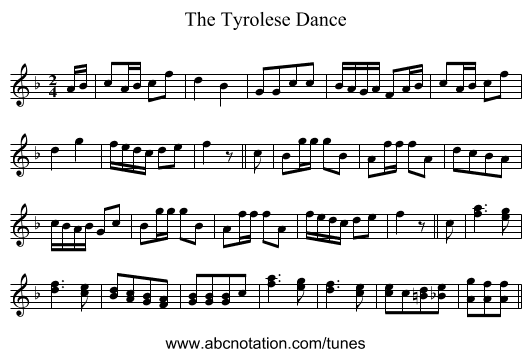 Tyrolese Dance, The - staff notation