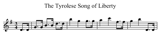 Tyrolese Song of Liberty, The - staff notation