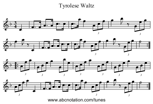 Tyrolese Waltz - staff notation