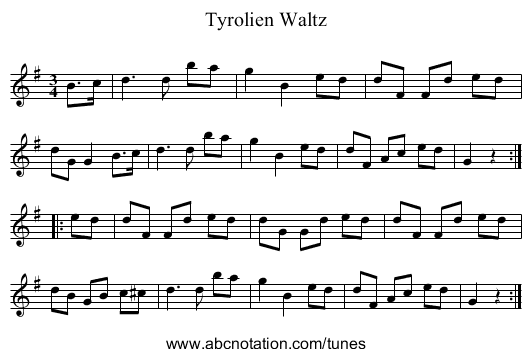 Tyrolien Waltz - staff notation