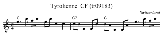 Tyrolienne  CF (tr09183) - staff notation