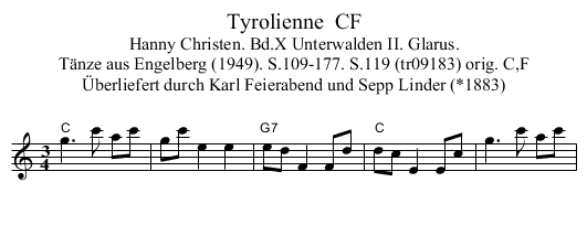 Tyrolienne  CF - staff notation