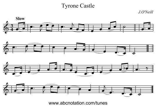 Tyrone Castle - staff notation