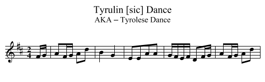 Tyrulin [sic] Dance - staff notation