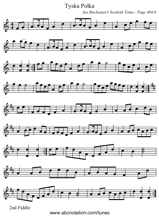 Tyska Polka - staff notation