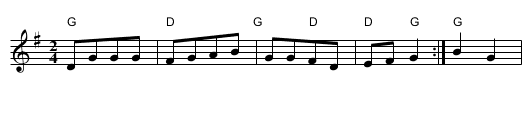 Tyv, ja tyv - staff notation