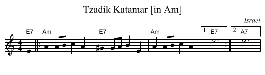 Tzadik Katamar [in Am] - staff notation